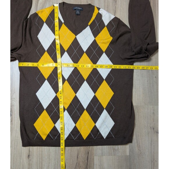 Banana Republic Size XL Cotton Cashmere Argyle Sweater Brown Preppy Classic - Picture 9 of 10
